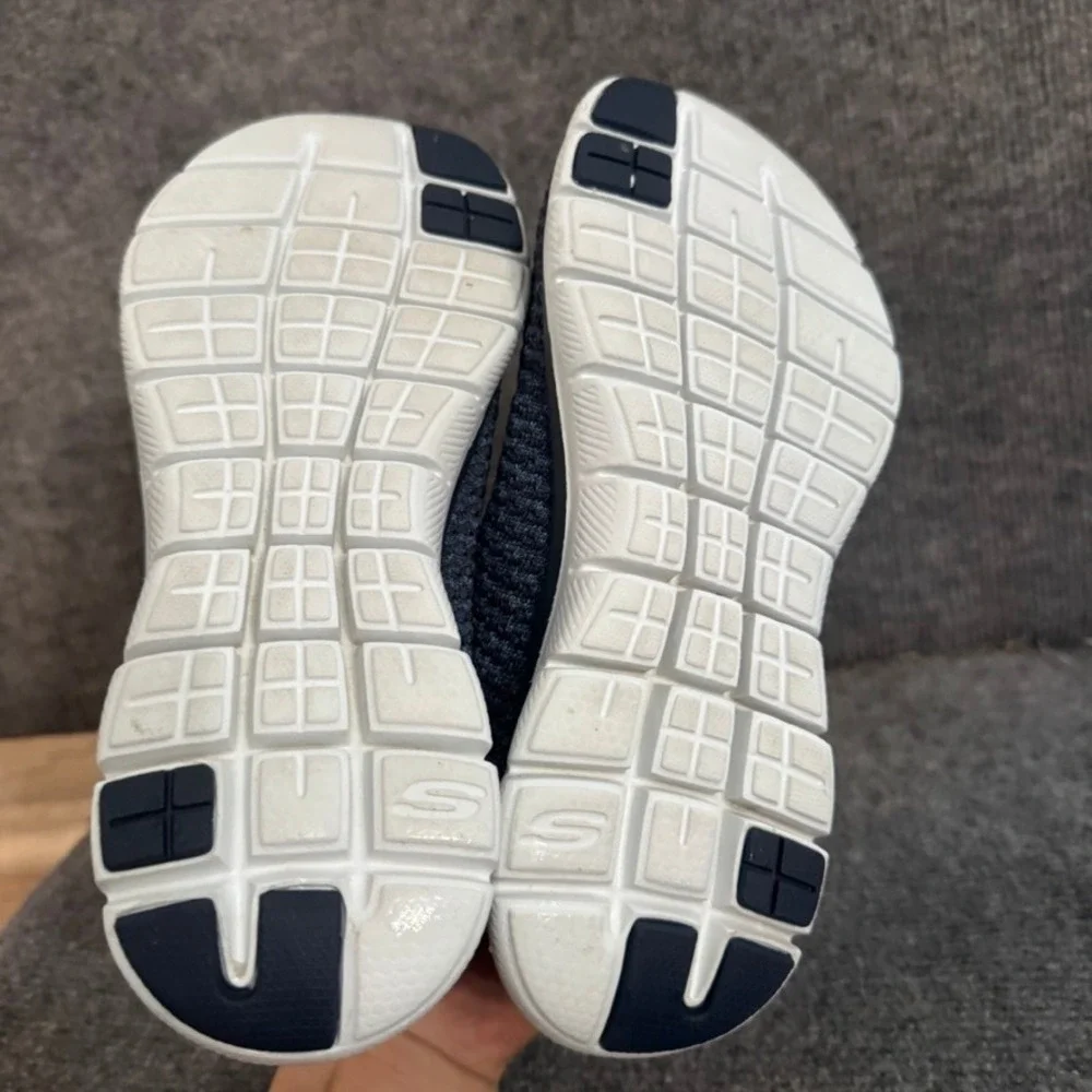 Skechers Dual-Lite Navy Blue Knit Memory Foam Slip On Sneakers Mens 12765